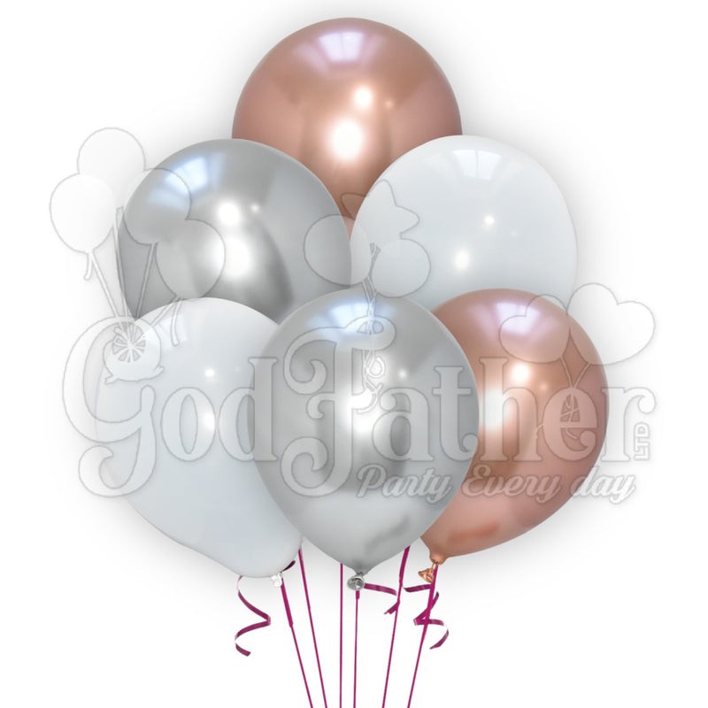 Plain White and Chrome Silver-Rose Gold Balloons for party decoration
