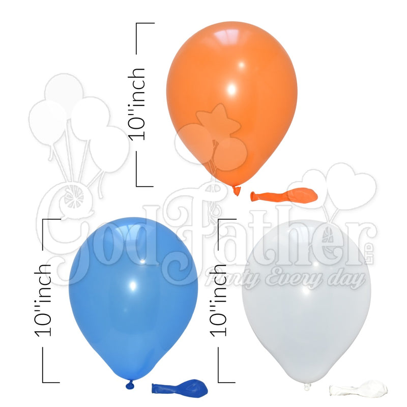 Plain White-Blue and Orange Balloon Set, Party balloon shop in uk, Buy party balloons, buy chrome balloons