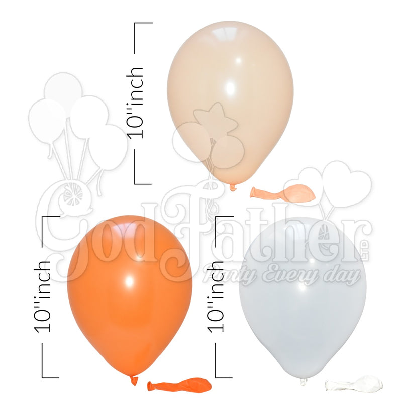 Plain White-Orange and Pastel Peach Balloons for party decoration