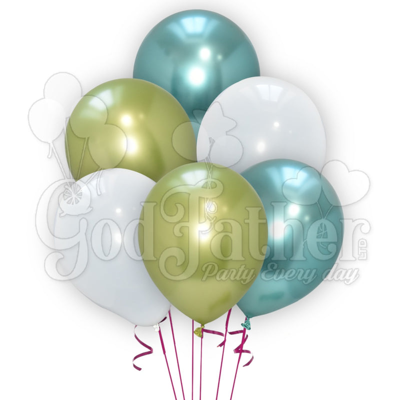 Plain White-Chrome Green and Apple green Balloons for party decoration