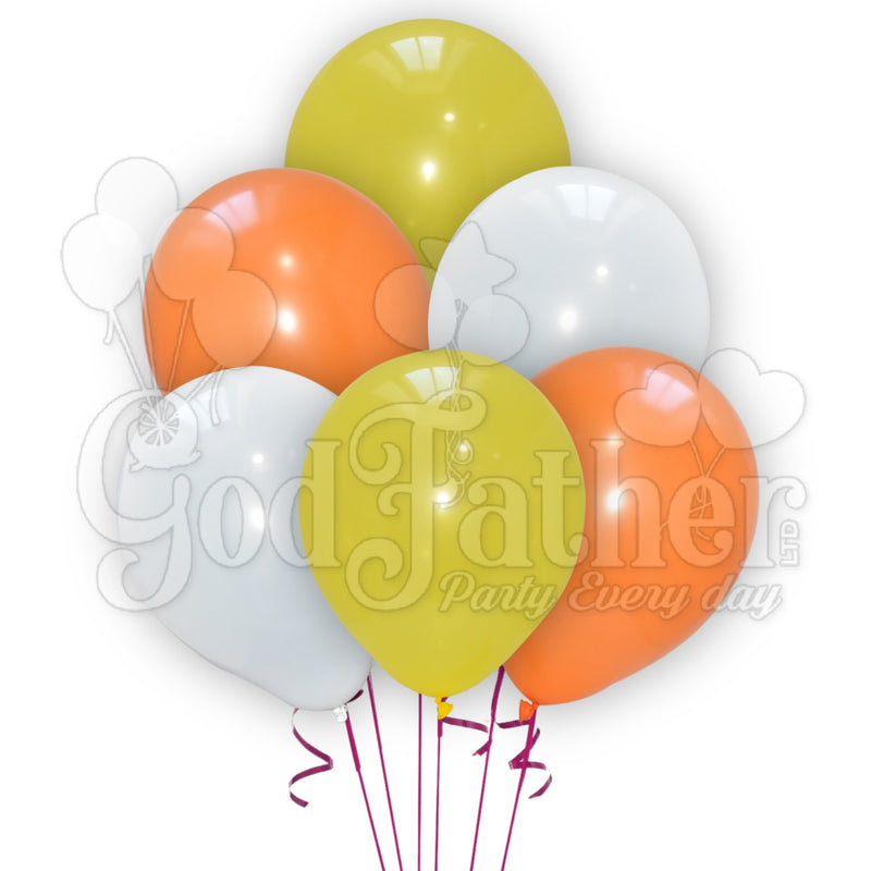 Plain White-Orange and Yellow Gold Balloons for party decoration