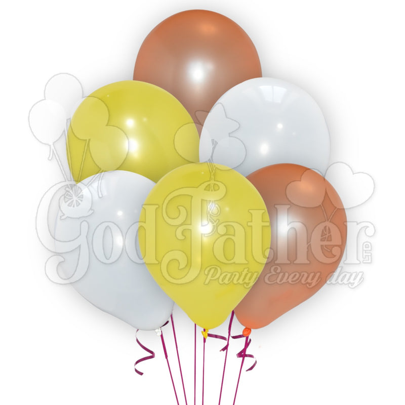Plain White-Metallic Orange and Yellow Balloons for party decoration