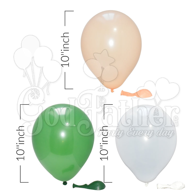 Plain White-Green and Pastel Peach Balloons for party decoration