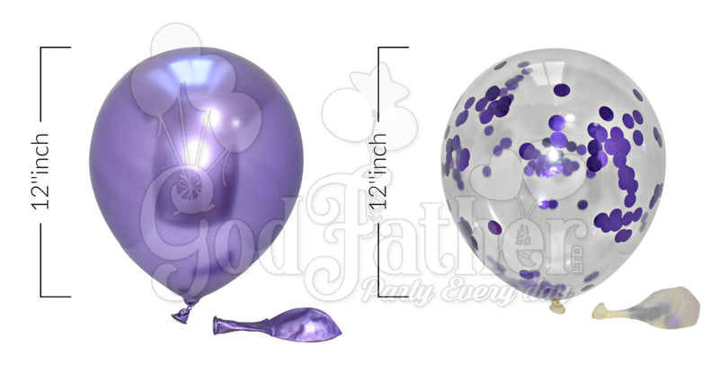 Purple Chrome-Confetti Balloons for party decoration