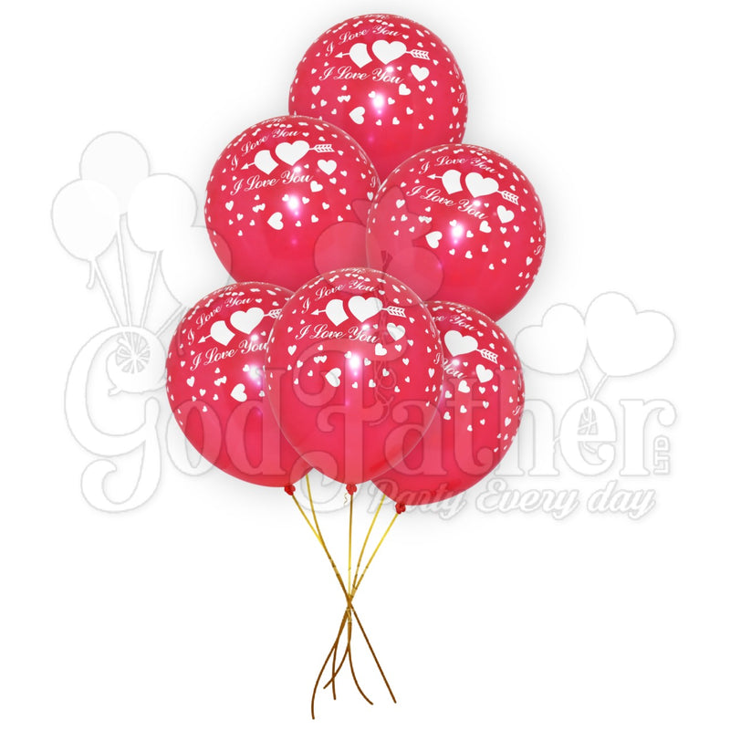 Red Latex Plain Balloons with I Love u and Heart Print, Printed Multicolor Balloons, birthday balloons in uk, party decorations items in uk, party supplies in uk, party supplier in uk, party decoration uk