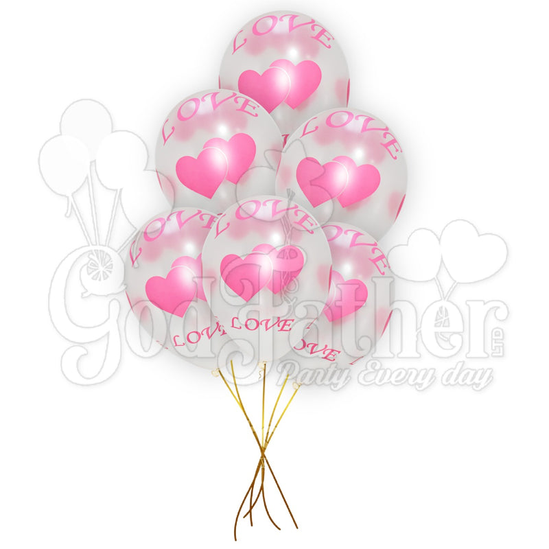 Clear Balloon Heart and Love Print Balloons 