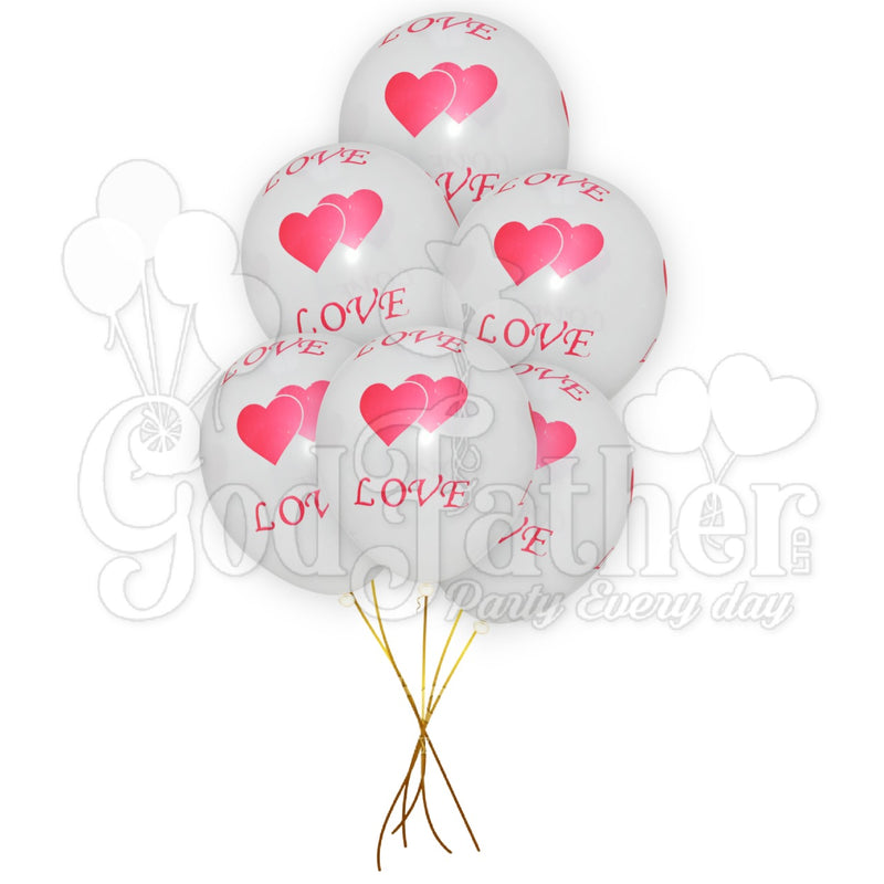 White Latex Plain Balloons with Love and Heart Print for party decoration