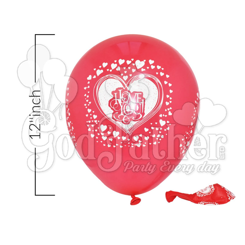 Red Plain Latex Balloons with I Love U Print, Printed Multicolor Balloons, birthday balloons in uk, party decorations items in uk, party supplies in uk, party supplier in uk, party decoration uk