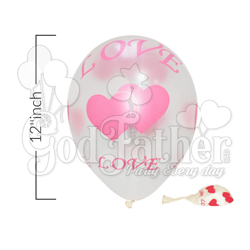 Clear Balloon Heart and Love Print Balloons, birthday balloons in uk, party decorations items in uk, party supplies in uk, party supplier in uk, party decoration uk