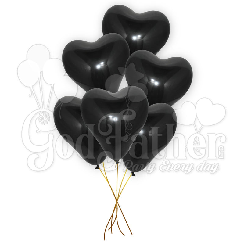 Black Heart Shape Latex Balloons (Pack of 5), birthday balloons in uk, party decorations items in uk, party supplies in uk, party supplier in uk, party decoration uk