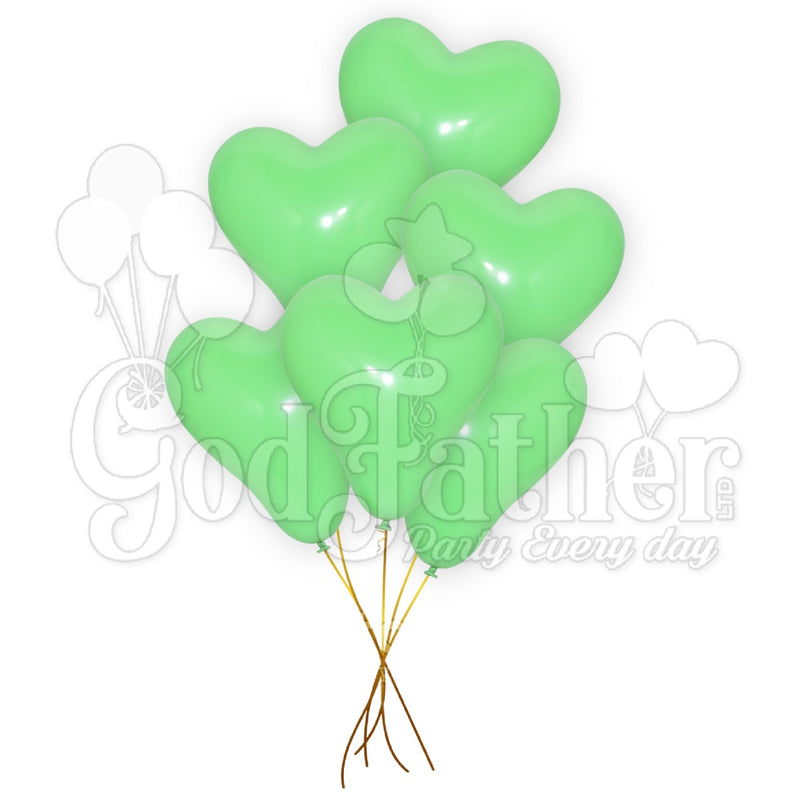 Green Heart Shape Latex Balloons