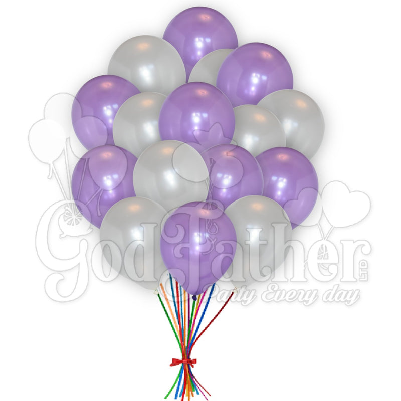 Purple-White Metallic Balloons Combo Pack, Two Color Balloons, Pastel Balloons, birthday balloons in uk, party decorations items in uk, party supplies in uk, party supplier in uk, party decoration uk