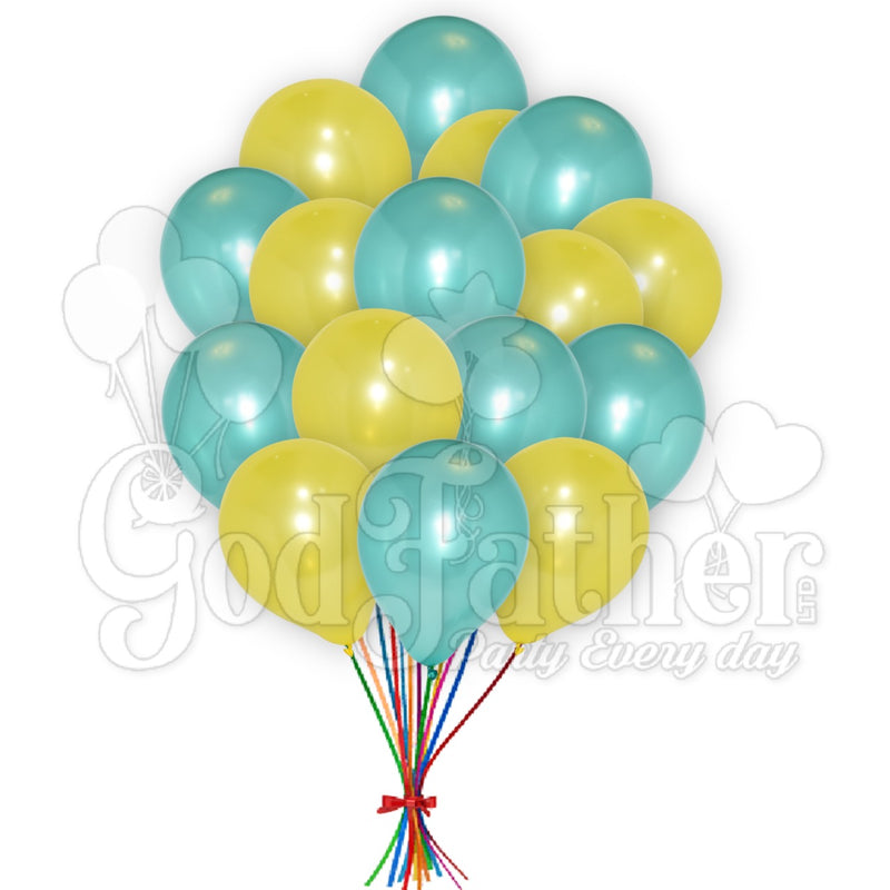 Yellow-Green Metallic Balloons Combo Pack, Yellow Balloons, Green Balloons, birthday balloons in uk, party decorations items in uk, party supplies in uk, party supplier in uk, party decoration uk