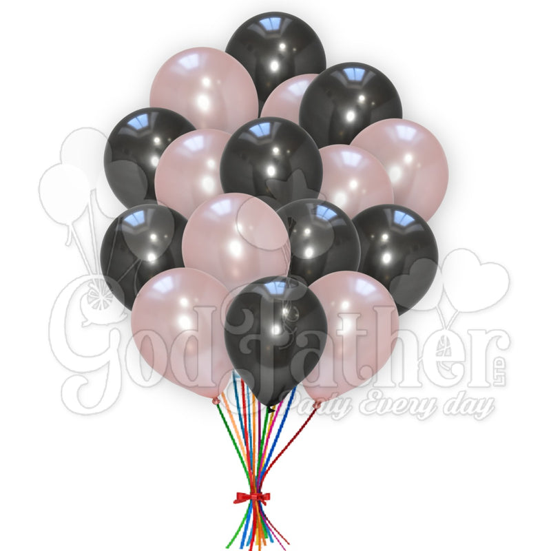 Black-Metallic Rose Pink Balloons Combo Pack, birthday balloons in uk, party decorations items in uk, party supplies in uk, party supplier in uk, party decoration uk