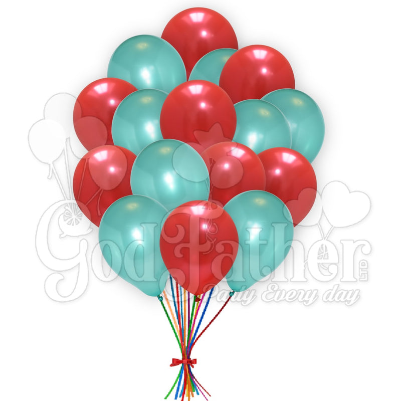 Red-Green Metallic Balloons Combo Pack, Two Color Balloons, Two Color Balloons, Pastel Balloons, birthday balloons in uk, party decorations items in uk, party supplies in uk, party supplier in uk, party decoration uk