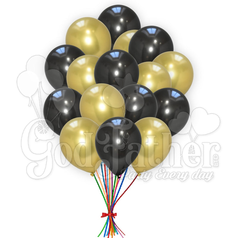 Black-Chrome Gold Balloons Combo Pack, Gold Chrome Balloons, birthday balloons in uk, party decorations items in uk, party supplies in uk, party supplier in uk, party decoration uk