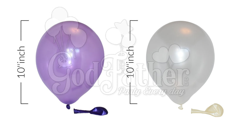 Purple-White Metallic Balloons Combo Pack, Two Color Balloons, Pastel Balloons, birthday balloons in uk, party decorations items in uk, party supplies in uk, party supplier in uk, party decoration uk