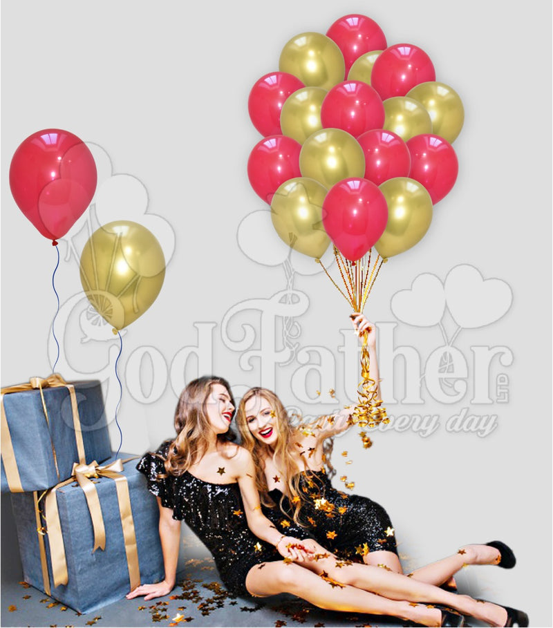 Red-Chrome Gold Balloons Combo Pack, Pastel Balloons, birthday balloons in uk, party decorations items in uk, party supplies in uk, party supplier in uk, party decoration uk