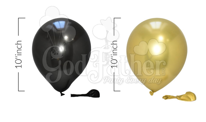Black-Chrome Gold Balloons Combo Pack, Gold Chrome Balloons, birthday balloons in uk, party decorations items in uk, party supplies in uk, party supplier in uk, party decoration uk