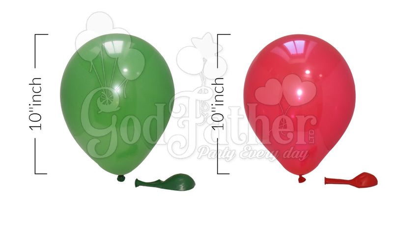 Red-Green Balloons Combo Pack, Two Color Balloons, Pastel Balloons, birthday balloons in uk, party decorations items in uk, party supplies in uk, party supplier in uk, party decoration uk
