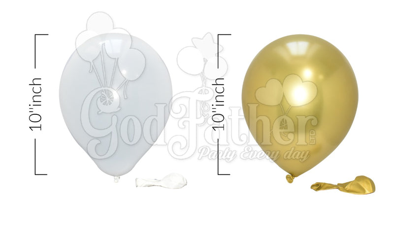 White-Chrome Gold Balloons for birthday party decoration