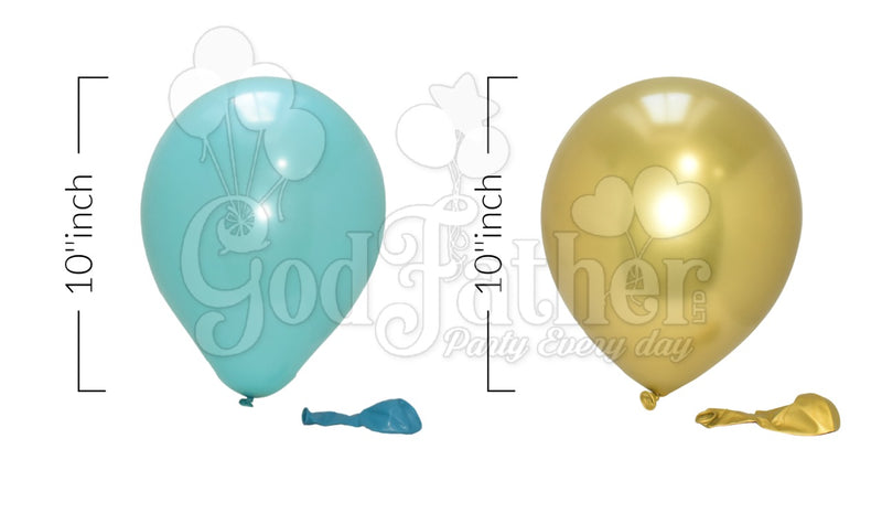 Turquoise-Chrome Gold Balloons Combo Pack, Chrome Turquoise Balloons. birthday balloons in uk, party decorations items in uk, party supplies in uk, party supplier in uk, party decoration uk