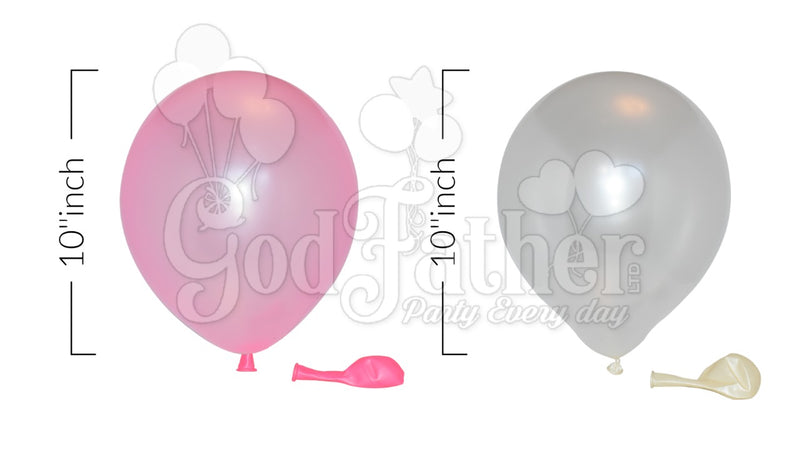 Pink-White Metallic Balloons Combo Pack