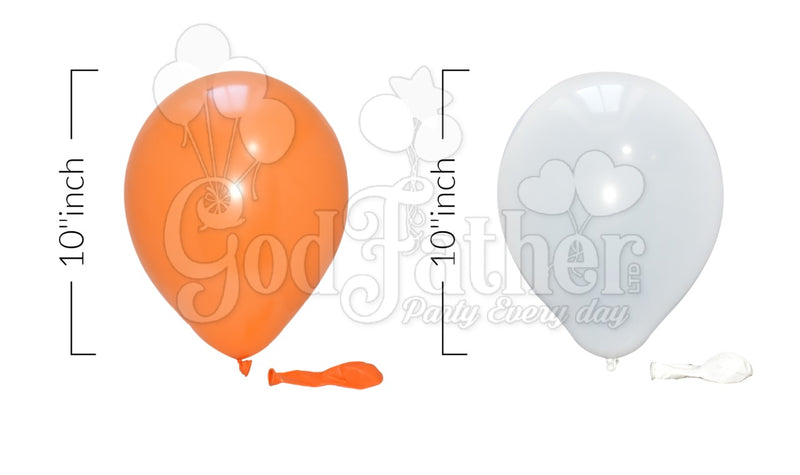 orange-white Balloons Combo Pack, Pastel Balloons, birthday balloons in uk, party decorations items in uk, party supplies in uk, party supplier in uk, party decoration uk