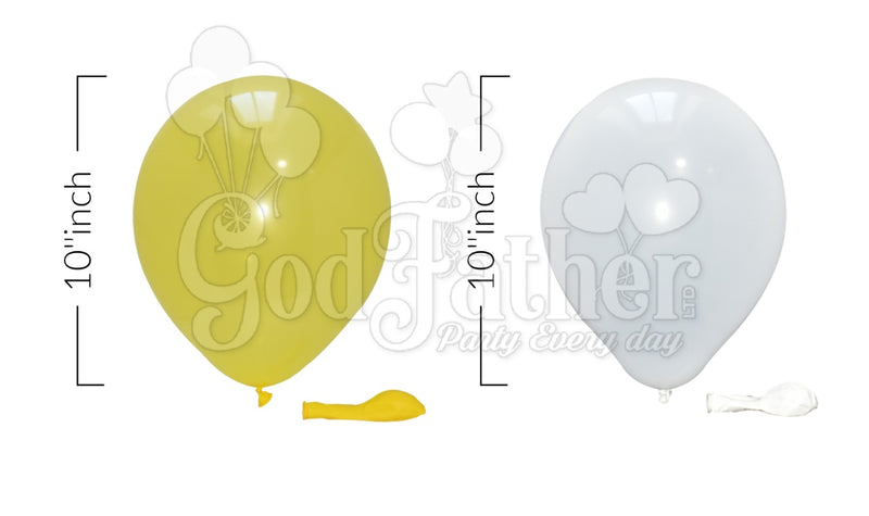 Yellow-White Balloons Combo Pack, White Balloons, Yellow Balloons, birthday balloons in uk, party decorations items in uk, party supplies in uk, party supplier in uk, party decoration uk