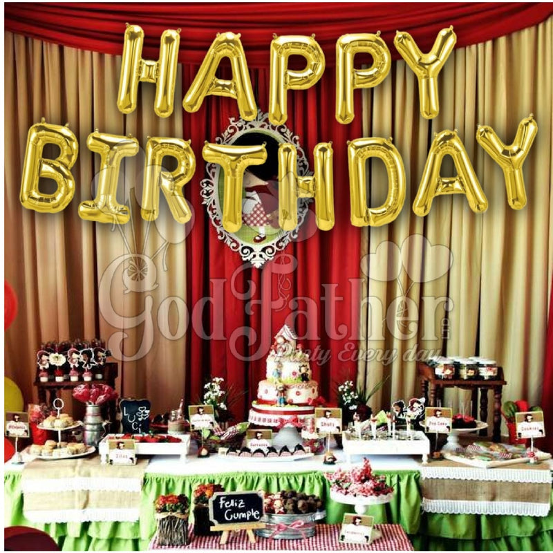 Happy Birthday (Gold) Foil Balloon Set. Happy Birthday Balloons, birthday balloons in uk, party decorations items in uk, party supplies in uk, party supplier in uk, party decoration uk