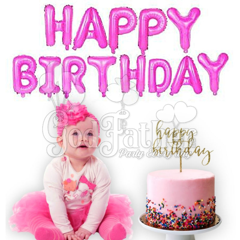 Happy Birthday (Pink) Foil Balloon Set, Happy Birthday Balloon Set, birthday balloons in uk, party decorations items in uk, party supplies in uk, party supplier in uk, party decoration uk