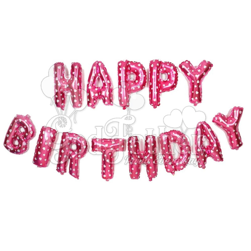 Happy Birthday (Pink Heart Print) foil Balloon