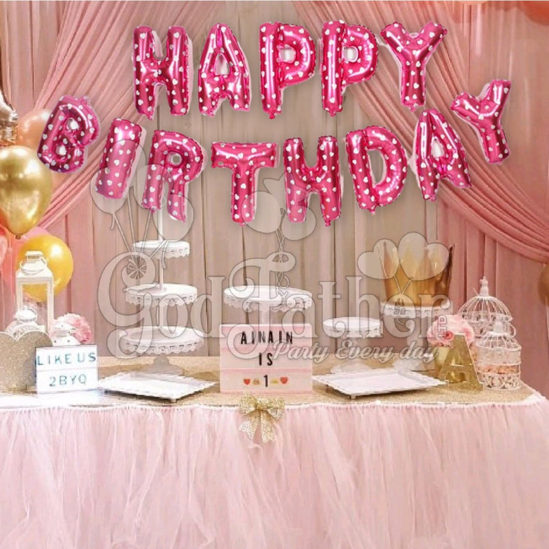 Happy Birthday (Pink Heart Print) foil Balloon